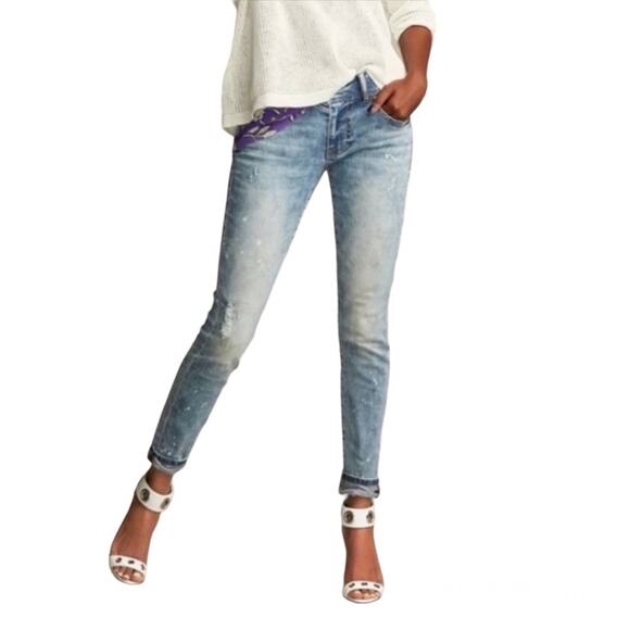 Cabi Cinch Skinny Paint Splatter Jeans Style 5492 Size 4 - Picture 1 of 9